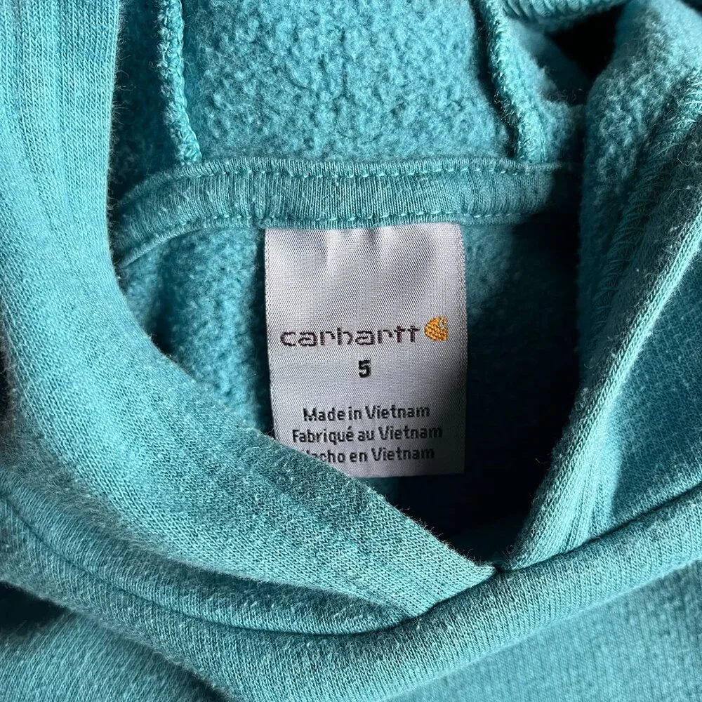 Carhartt teal blue logo hoodie 5
